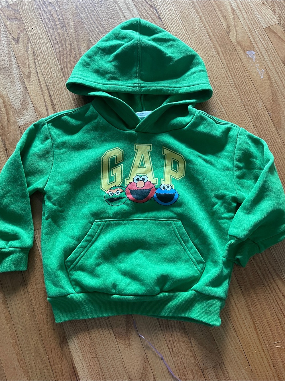 GAP Bright Green Kids Hoodie with Sesame Street Characters